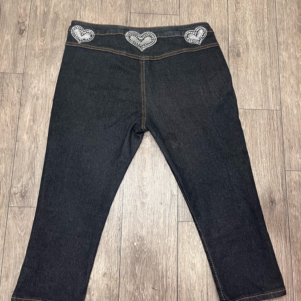 Black Jeans with Heart Embellishments